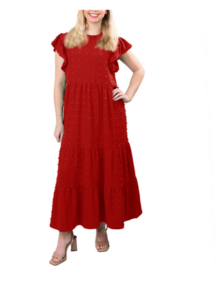 Red Lizzie Dress - swis dot dress