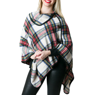 White Plaid Poncho