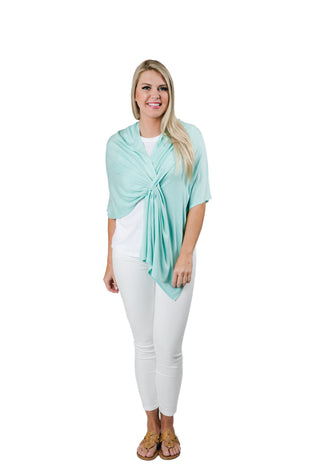 aruba blue 100% Viscose One Size Keyhole Wrap Shawl