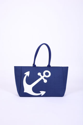 Navy Blue tote bag with white anchor