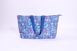 Colorful paisley-patterned tote bag 