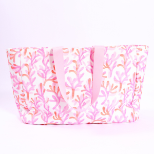 Pink and orange watercolor coral bag 