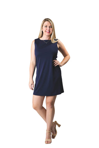 Navy Quick Dry Sleeveless Sheath Travel Dress