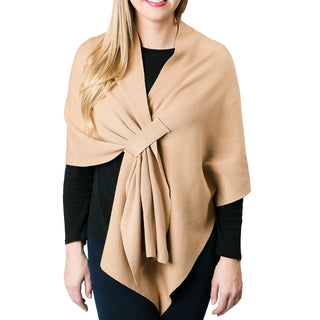 Cameel knit wrap shawl with keyhole closure