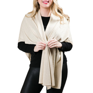 Gold knit wrap shawl with keyhole closure