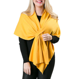 Golden Rod knit wrap shawl with keyhole closure