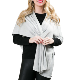 Silver knit wrap shawl with keyhole closure