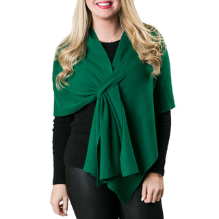 Verdant Green knit wrap shawl with keyhole closure