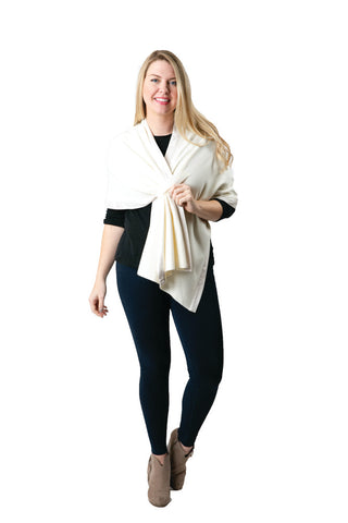 Cream faux suede trim keyhole one size wrap