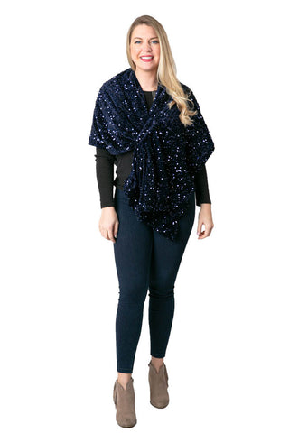 Kaden navy sequins keyhole wrap