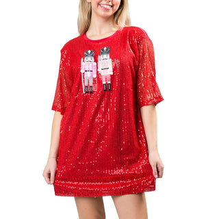 Red sequined dress with nutcrackers