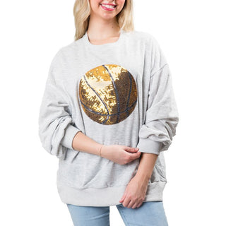 Gold sequined basketball french terry shirt