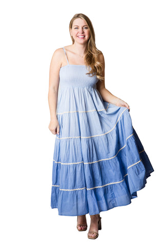 Blue Ombre Tiered Maxi Dress
