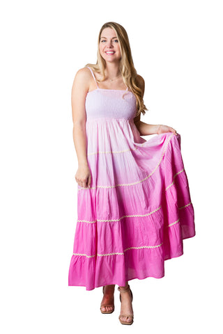 Pink Ombre Tiered Maxi Dress