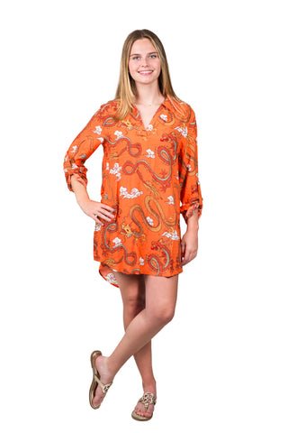 Orange dragon tunic dress