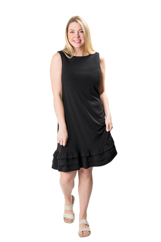 Black align ruffle hem dress