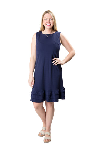 Navy align ruffle hem dress
