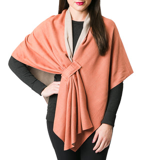 Orange with cafe soft knit wrap with keyhole loop