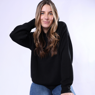 Black knit hoodie