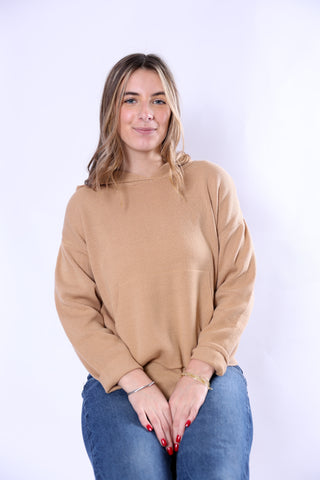 Camel knit hoodie