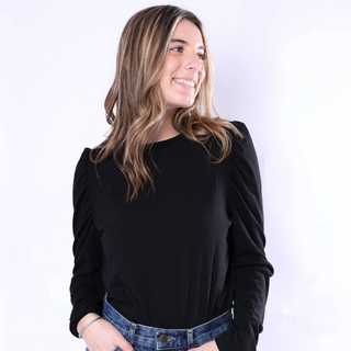 Black puffed long sleeve top