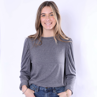 Gray puffed long sleeve top