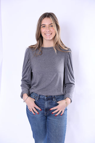 Gray puffed long sleeve top