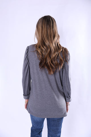 gray balloon long sleeve top (back view)