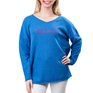 Blue with Red Tennis Sweater