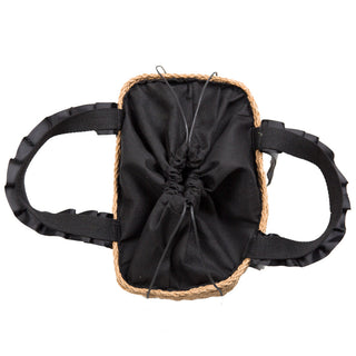 Black bag with drawstring closure