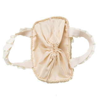 Cream bag with drawstring closure
