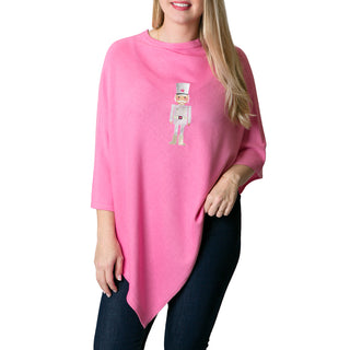 Pink poncho with metallic silver nutcracker