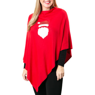 Red poncho with sequins Santa face