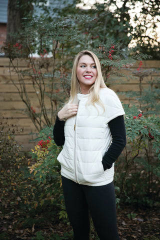 Cream short sleeved puffer vest