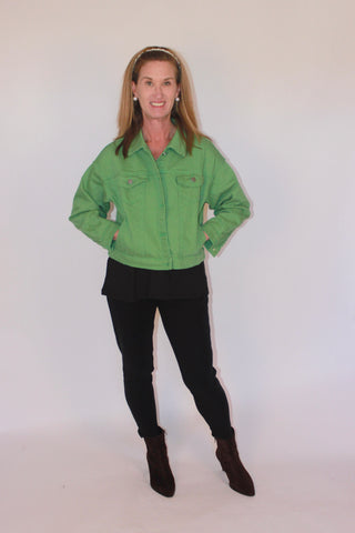 green jean jacket