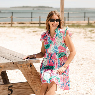 Woman wearing floral dress