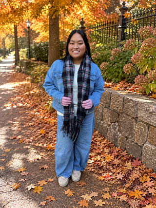 Rosalyn Black and Pink Plaid Scarf