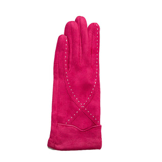 Ethel solid color glove in raspberry pink with stitched accent, cozy one-size fit.