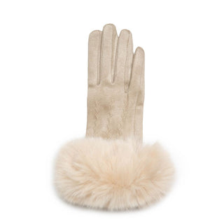 Gabrielle glove in cream with faux fur cuff – elegant winter fashion accessory