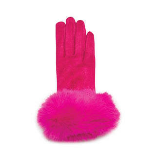 Gabrielle glove in magenta with faux fur cuff – bold and cozy winter style