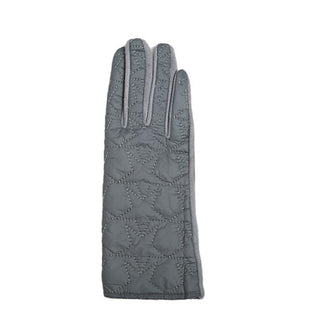 Gloves with quilted star pattern in gray