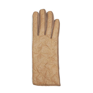 Gloves with quilted star pattern in tan