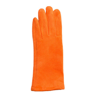 Orange Gloves – Vibrant orange suede gloves adding a bold pop of color to any outfit.