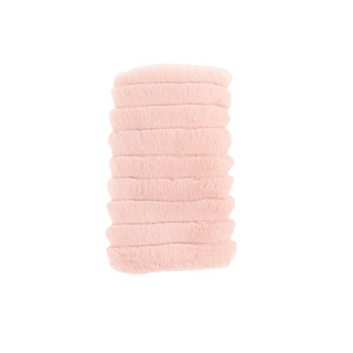 Pink faux fur fingerless gloves