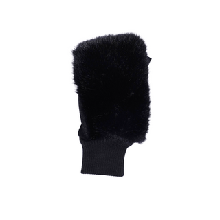 Black faux fur fingerless gloves