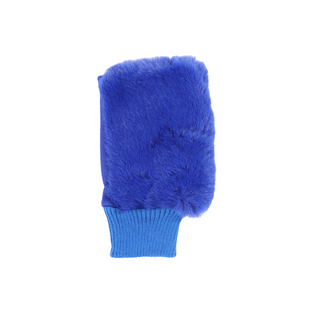 Blue faux fur fingerless gloves