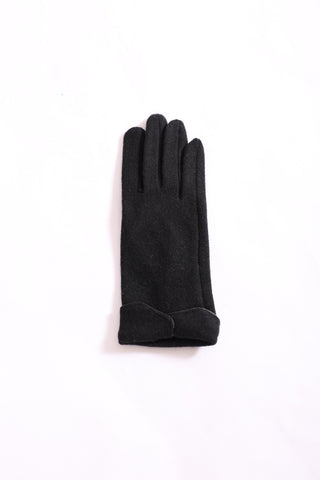 Evette Glove in black with chic cuff detail, elegant women’s dress glove.