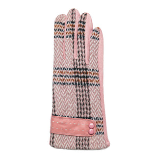Pink Plaid Glove with Buckle Detailing