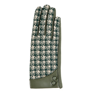 Green and camel check glove