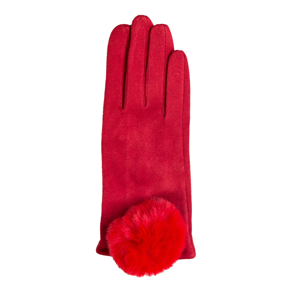 Mariah Faux Fur Pom Pom Gloves – Touchscreen Winter Gloves – Top
